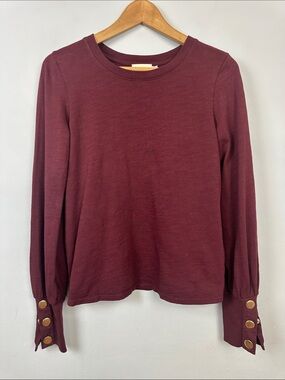 NATION LTD Johnnie Snap Sleeve T-shirt Maroon/Burgundy  Sz S